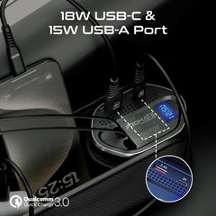 منظم سيارة متعدد الوظائف ومحطة شحن بقدرة 65 واط - أسود