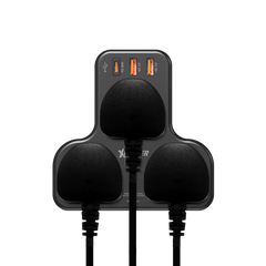 XPower WSS2 PD 20W 3 Outlet T-Shaped Extension Socket - Black
