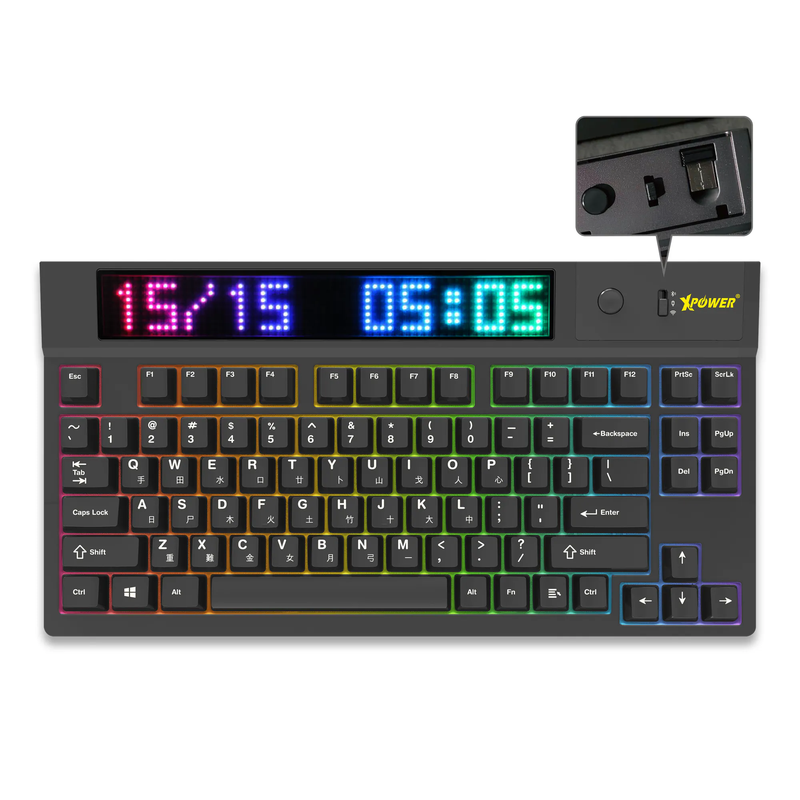 XPower Quaoar Tri-Mode Hot Swap Axis Mechanical Keyboard with LED Dot Matrix Screen