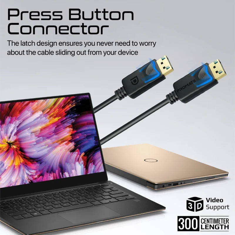 Promate 8K@60Hz High-Definition DisplayPort Cable, Black