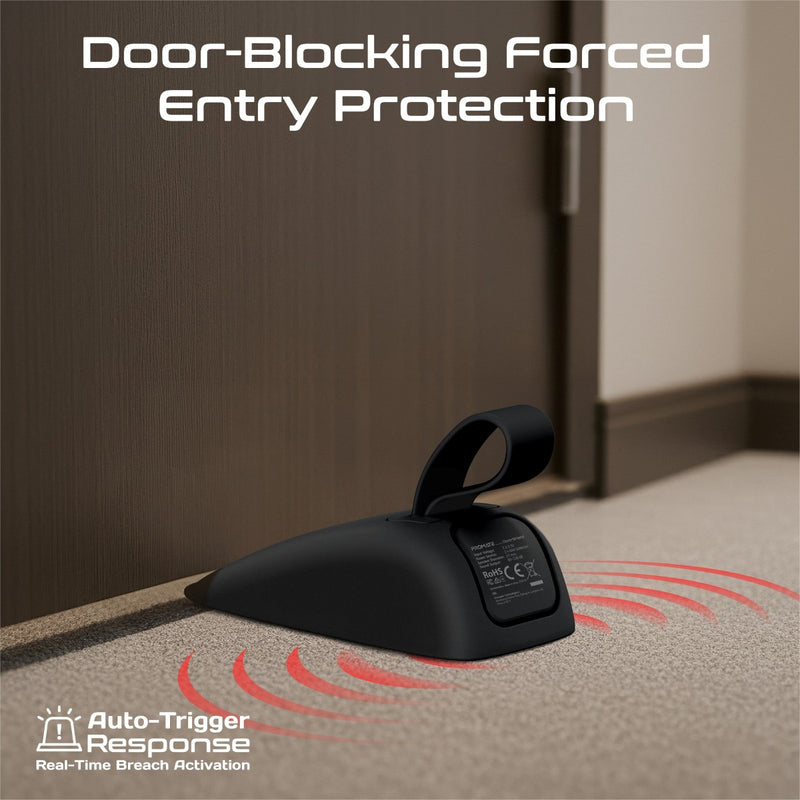 PROMATE High-Sensitivity Portable Door Stopper Alarm with Instant Trigger & Dual Sensitivity mode,Black