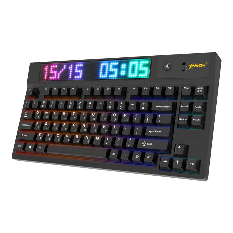 XPower Quaoar Tri-Mode Hot Swap Axis Mechanical Keyboard with LED Dot Matrix Screen