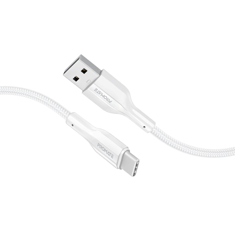 Promate Super Flexible Data and Charge USB-C Cable,WHITE