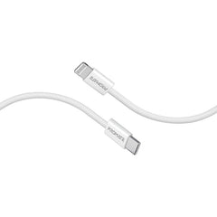 Promate Super-Fast 27W Power Delivery USB-C to Lightning Fabric Braided Cable,WHITE