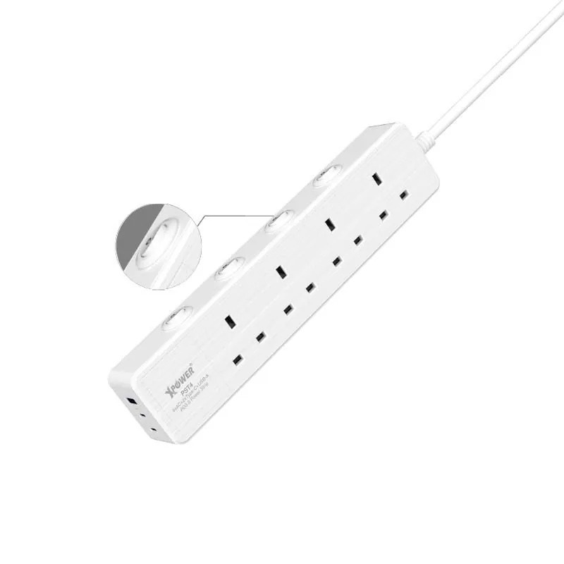 XPower PST4 58mm 7 OUTPUT Type-C PD 3.0 4 Sockets White-4895246612911