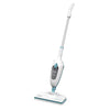 White steam cleaner with blue accents on a white background