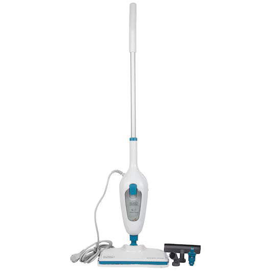 BLACK+DECKER Steam Mop, 5-in-1 Cleaning Solution, Superheated Steam, 1300W, 380ml Water Tank, Swivel Head, Chemical-Free, User Friendly, Includes 5 Accessories, White - FSMH13E5-B5