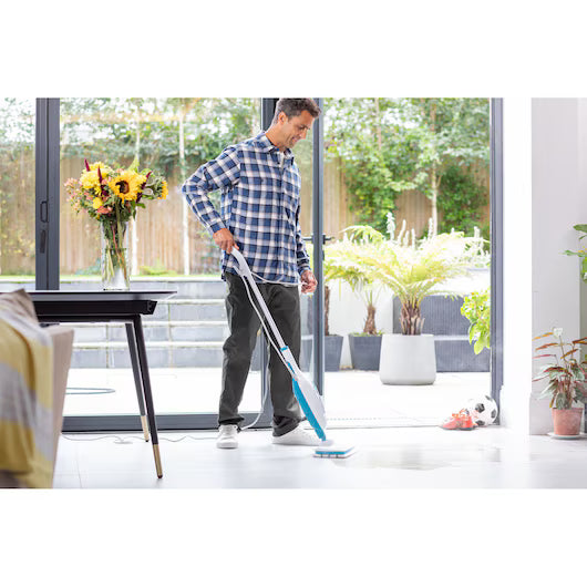 BLACK+DECKER Steam Mop, 5-in-1 Cleaning Solution, Superheated Steam, 1300W, 380ml Water Tank, Swivel Head, Chemical-Free, User Friendly, Includes 5 Accessories, White - FSMH13E5-B5