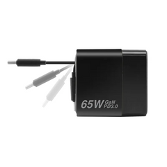 XPower GX65B 3 in 1 65W GaN PD Desktop Charger 2 Port Type-C cable - Black-4895246609270