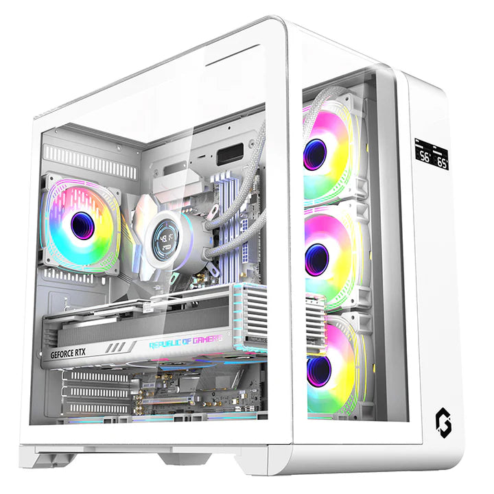 GAMEON Infinity Midnight Series ARGB Mid Tower Gaming Case 4 Fans - White