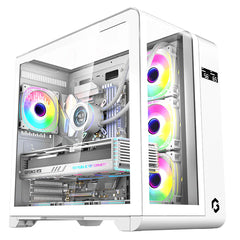 GAMEON Infinity Midnight Series ARGB Mid Tower Gaming Case 4 Fans - White