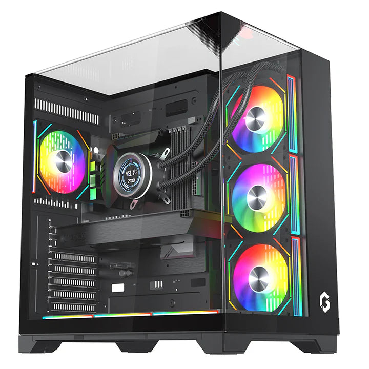 GAMEON Valkyrie I Series Mid Tower Gaming Case 4 Fans - Black