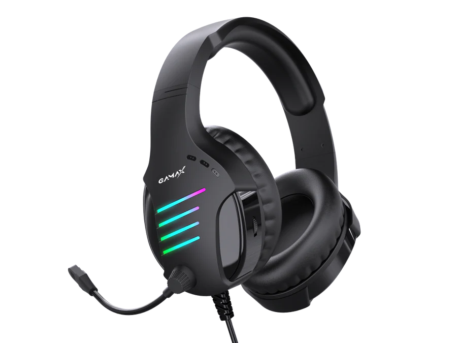 Gamax GM-204 4-in-1 Wired PC Accessory Set (AR Mechanical Keyboard, Mouse, Mousepad, Headset) - Black