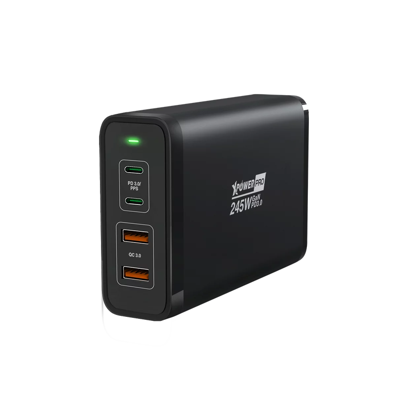 XPower Pro Gx245 245W 4-Port PD Gan Desktop Charger - Black