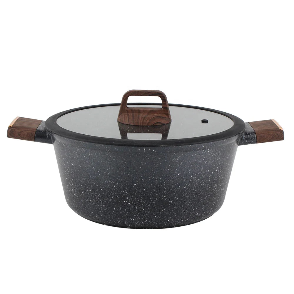 OSFE Marble Cookware Set 12 pcs (32, 28, 24, 20 cm Pots, 28 cm Pan) with 2 Pcs of Utensil Tools