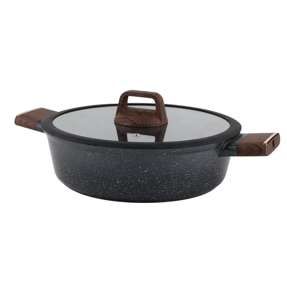 OSFE Marble Cookware Set 12 pcs (32, 28, 24, 20 cm Pots, 28 cm Pan) with 2 Pcs of Utensil Tools