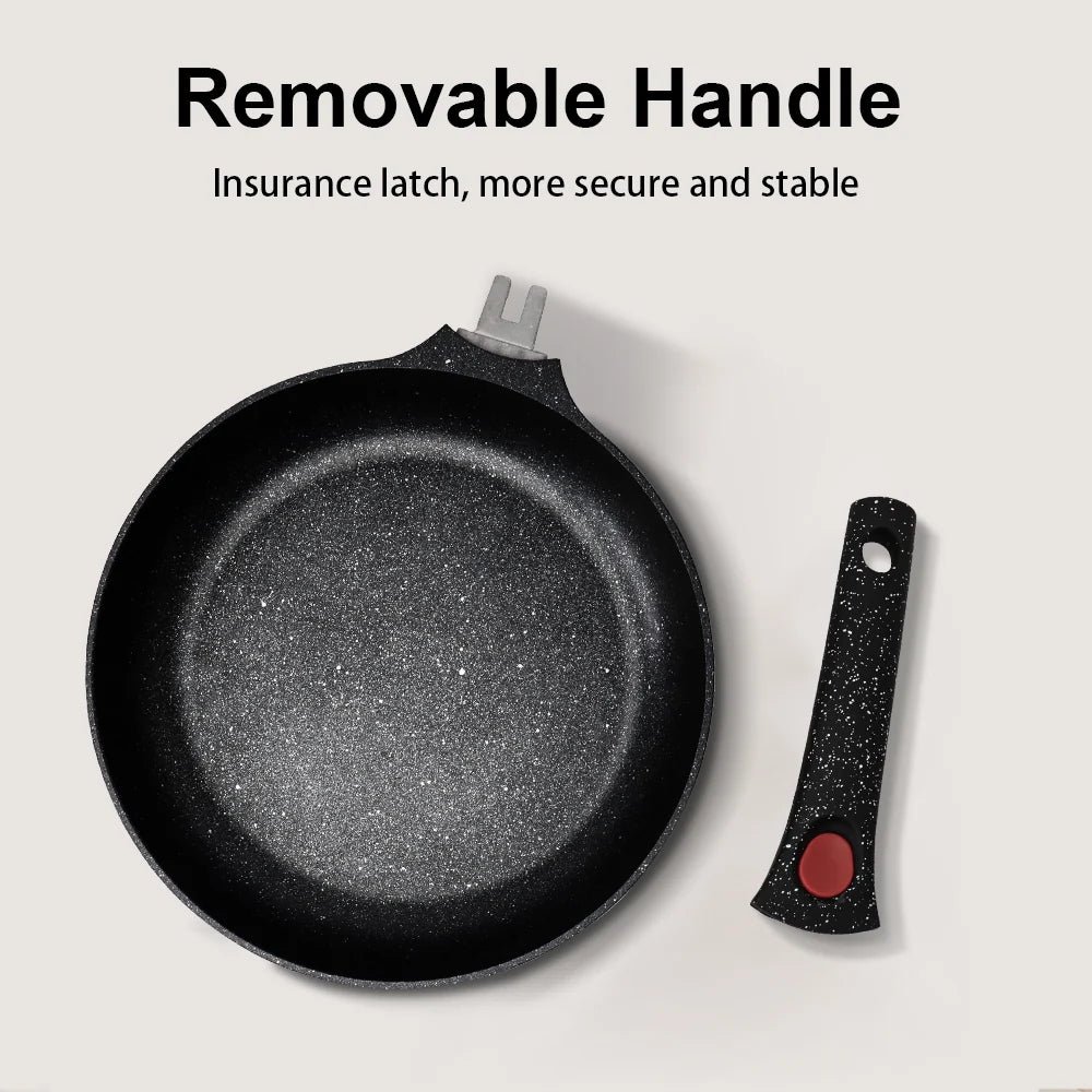 OSFE 24cm Non-Stick Ceramic Induction Aluminum Fry Pan with Removable Handle & Clear Glass Lid - Oven Safe