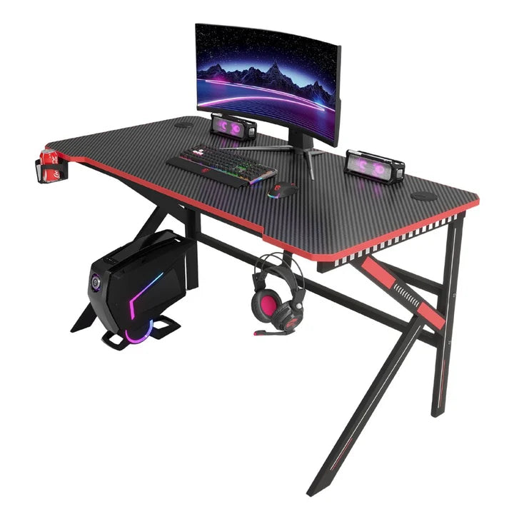 GADGETON D2105 – Y-Shaped RGB Flowing Light Gaming Desk (Size: 120*60*74cm) - Black
