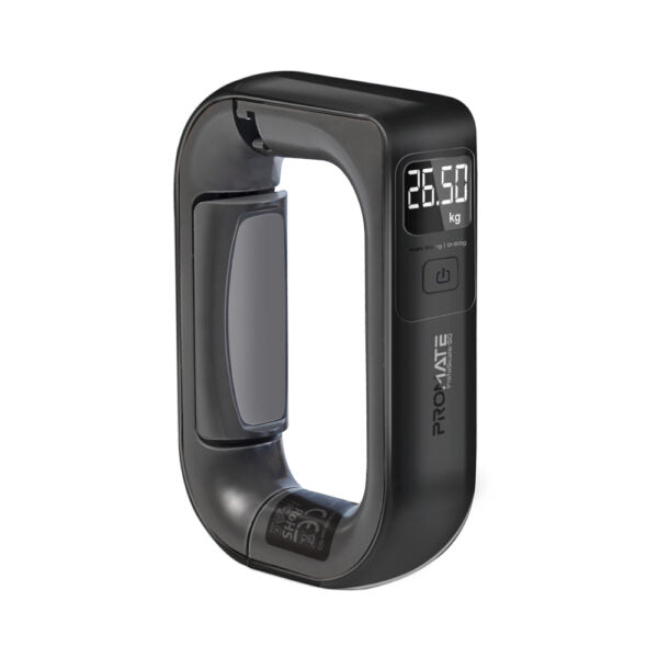 Promate Comfort-Grip High Precision Digital Handheld Luggage Scale , 50Kg Max Capacity,Black