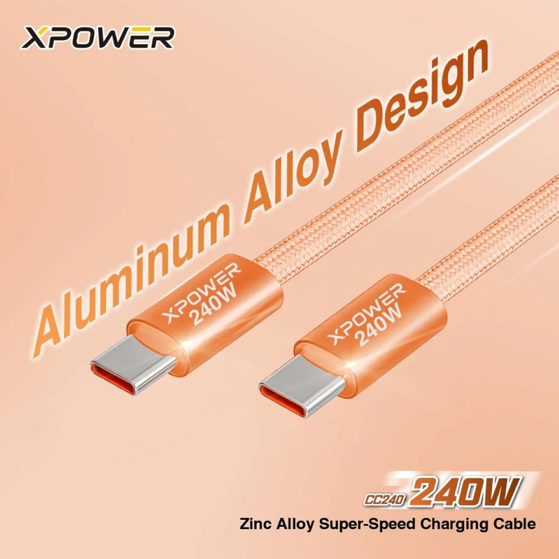 XPower CC240 240W Zinc Alloy Super-Speed Charging Cable - Orange