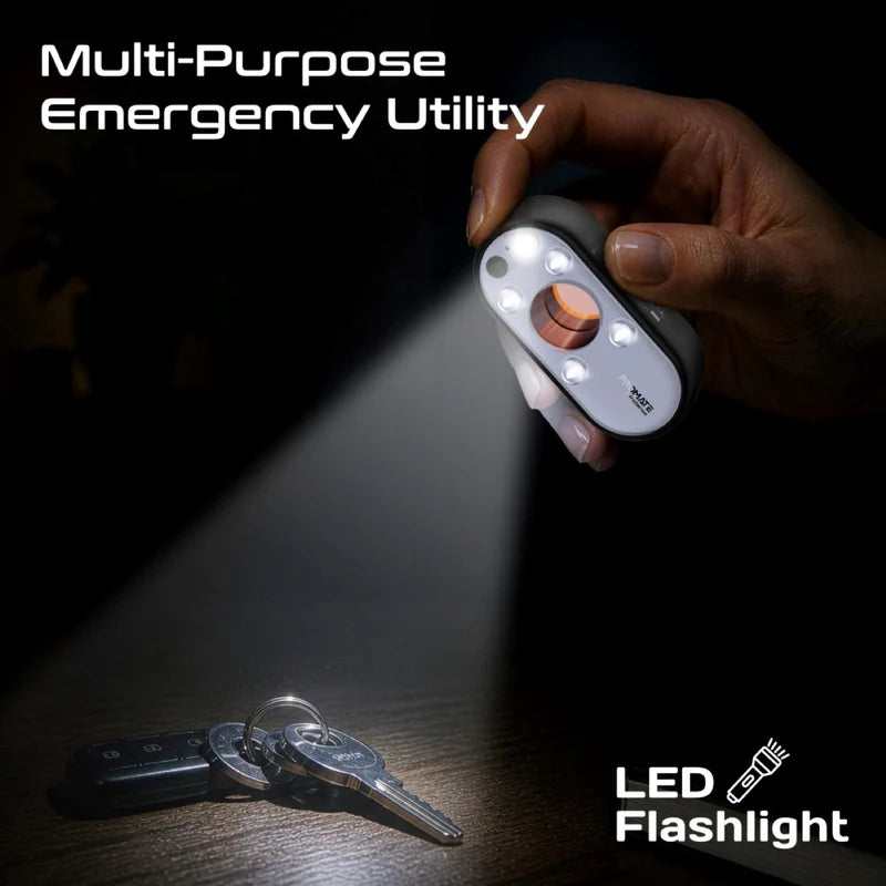PROMATE Portable Anti-Peep IR Camera Detector with Trigger Alarm & Flashlight,Black