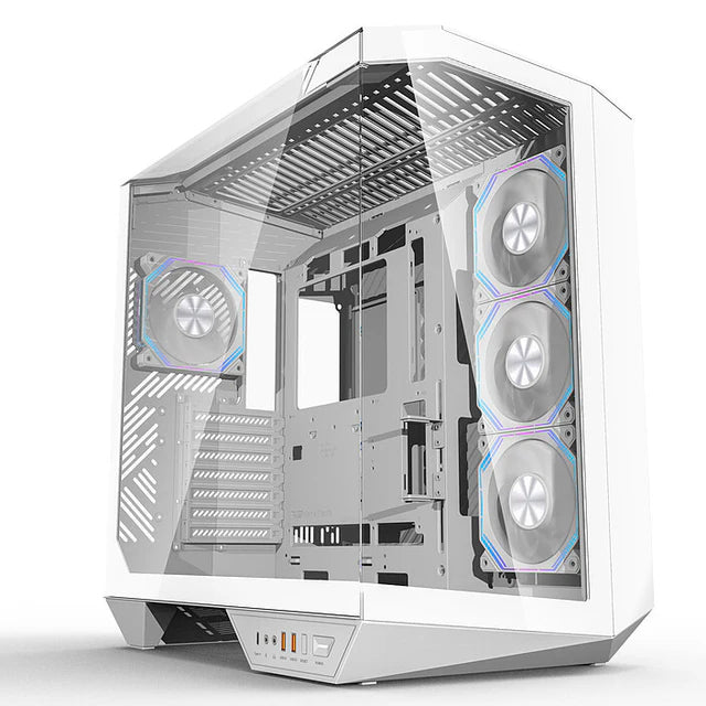 DarkFlash DY470 ATX Mid Tower Gaming Case - White (4 ARGB Fans Included)