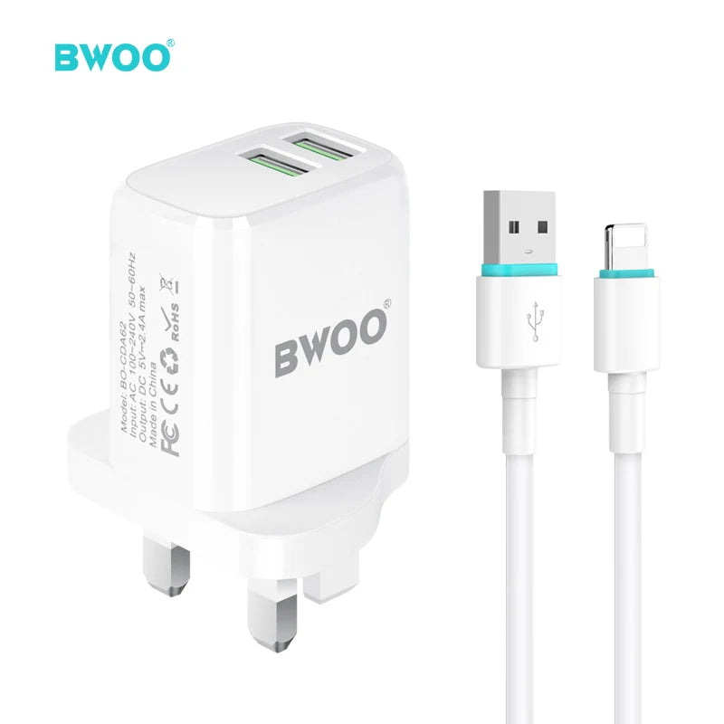 DUAL PORT CHARGING KIT WITH USB-A TO LIGHTNING DATA CABLE