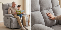 Lounge Swivel Rocking Recliner Sofa – Premium Chenille Fabric Comfort Design (88×94×103 cm) – Light Grey