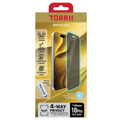 Torrii Bodyglass Screen Protector for iPhone 18 Pro (6.3”) Anti-bacterial – 4-Way Privacy