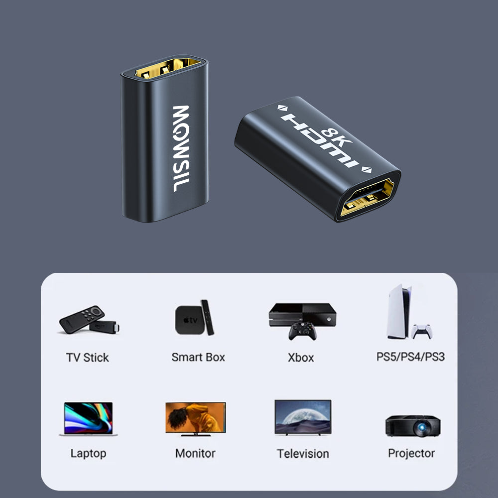 Mowsil HDMI 8K Coupler FF - 2 Pack ,Black