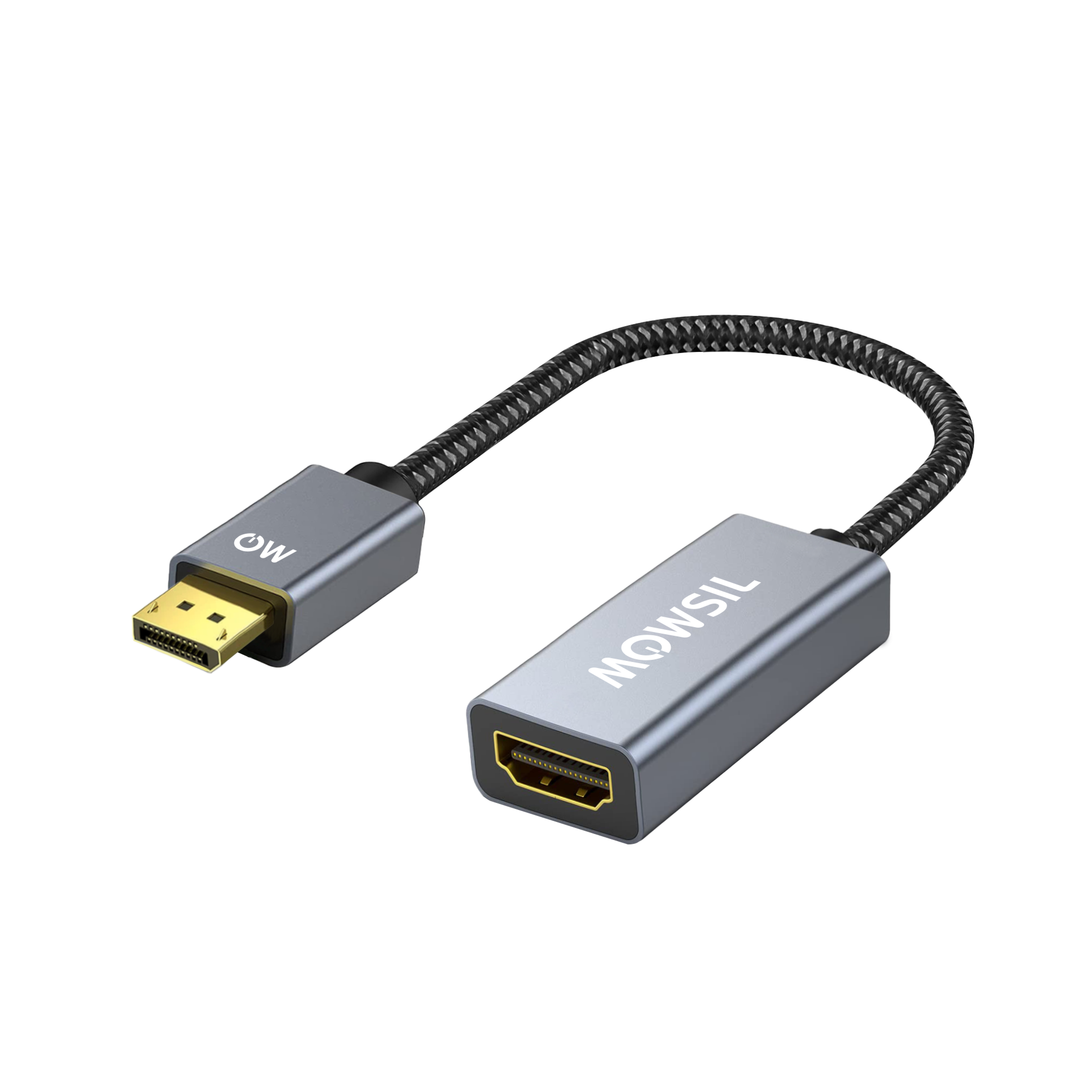 Mowsil DisplayPort to HDMI Adapter | 4K@60Hz, Gold-Plated, Aluminum Alloy, Plug & Play | Monitor TV Converter
