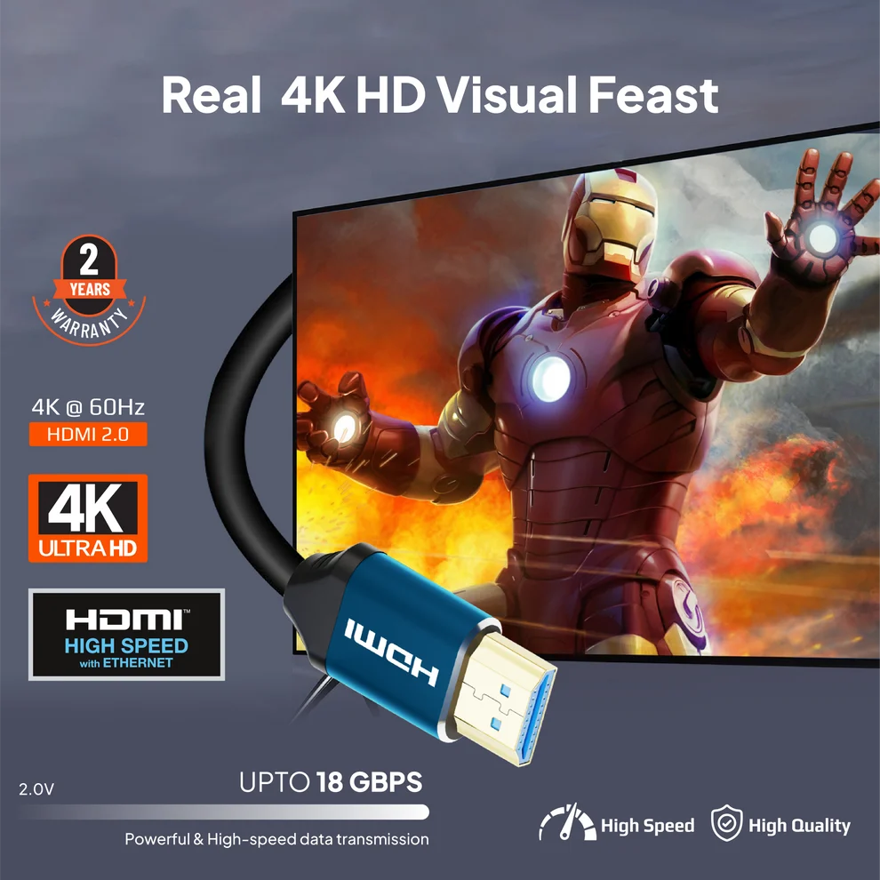 Mowsil HDMI 4K 60Hz 2.0 Cable 15Mtr,Blue