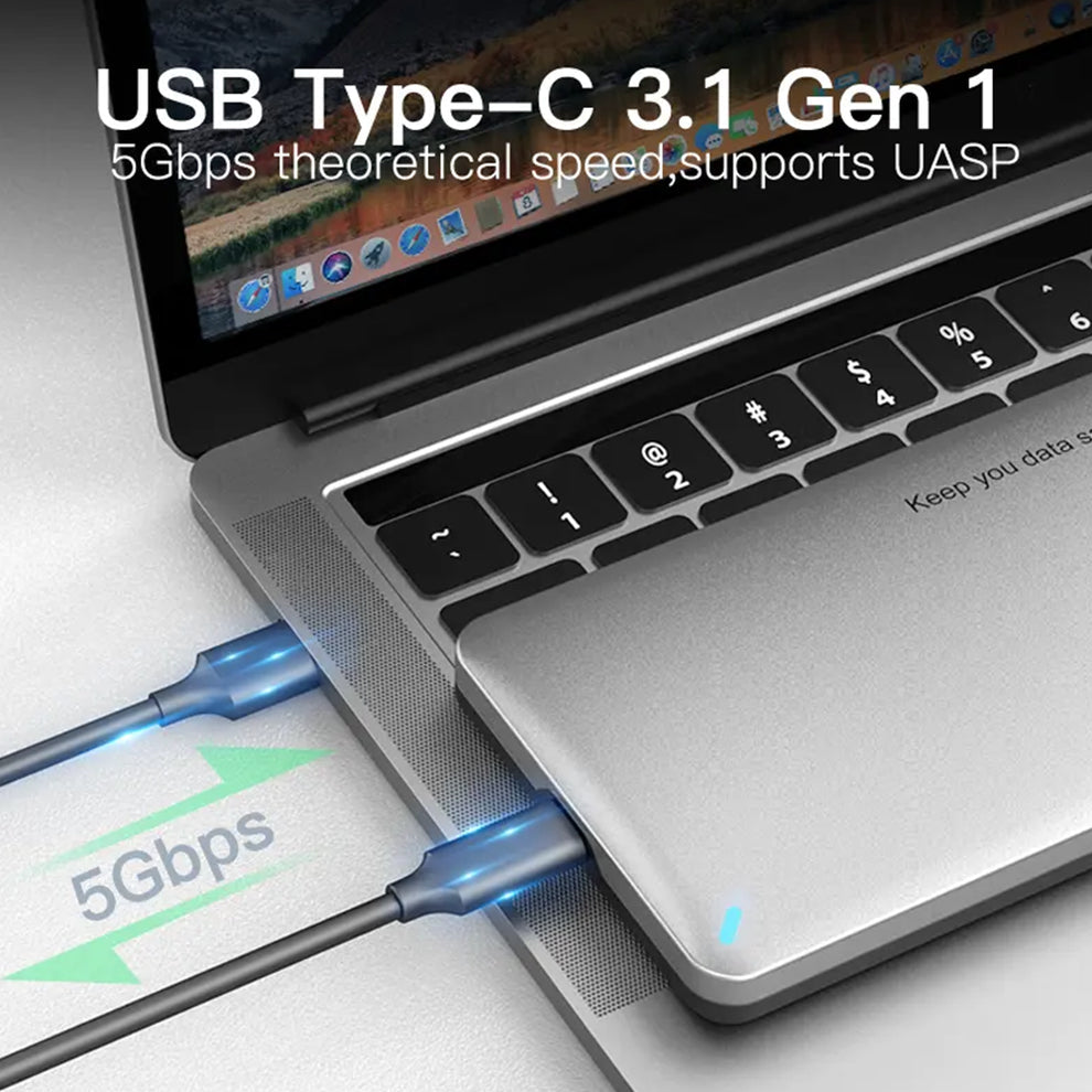 Mowsil 2.5" SATA SSD Enclosure – USB-C & USB 3.0, 6Gbps High-Speed, Tool-Free, Portable HDD/SSD Case