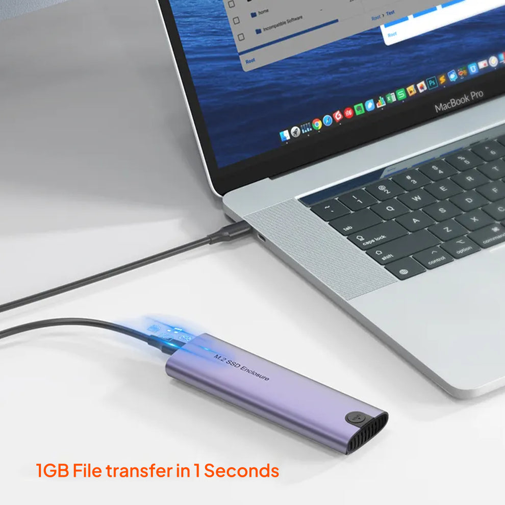 Mowsil M.2 NVMe SSD Enclosure, 10Gbps USB 3.1 Gen2 USB-C Aluminum Adapter for M.2 PCIe SSD, External High-Speed Portable SSD Case Compatible with Windows, Mac, Linux
