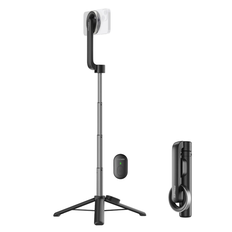 Promate - MagSafe Compatible Foldable Selfie Stick with BT Remote Control ,BLACK