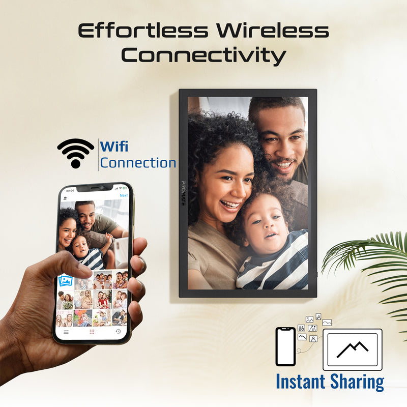 Promate 15.6" Vibrant Full HD Smart Multimedia Wi-Fi Digital Photo Frame ,black