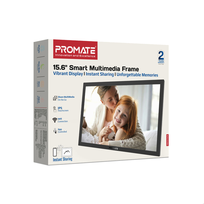 Promate 15.6" Vibrant Full HD Smart Multimedia Wi-Fi Digital Photo Frame ,black