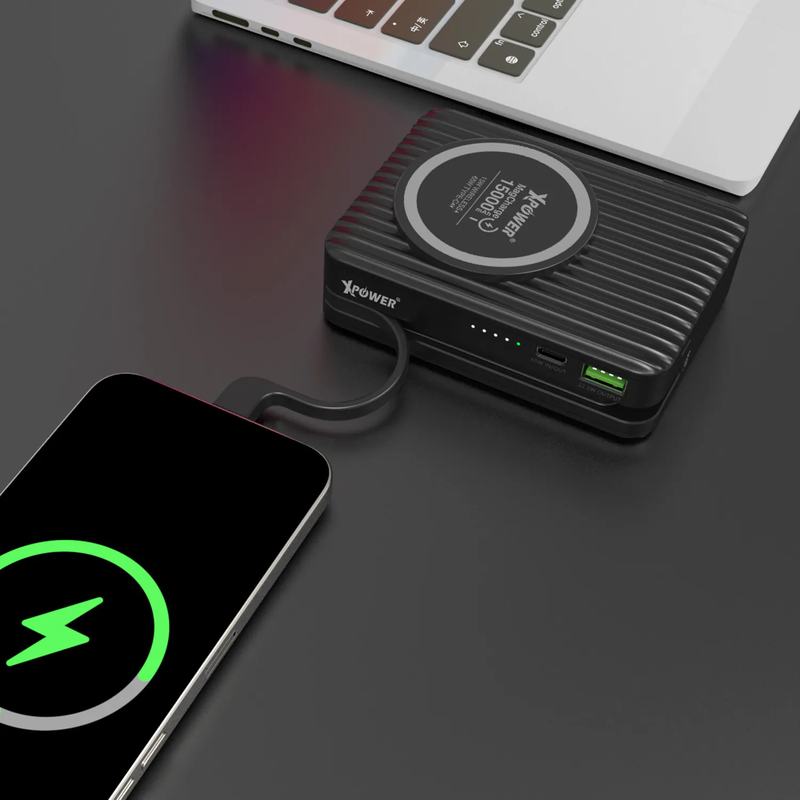 Xpower 15000mah 65w 3in1 Wireless Power Bank And Charger - Black