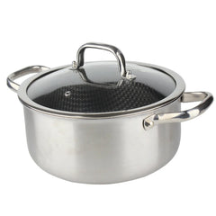 OSFE Home Cooking 316 High Quality 10-Piece Luxury Triply Stainless Steel Non Stick Cookware Set With Glass Lid (32-28-24-20 cm Pots and Pan 28 cm)