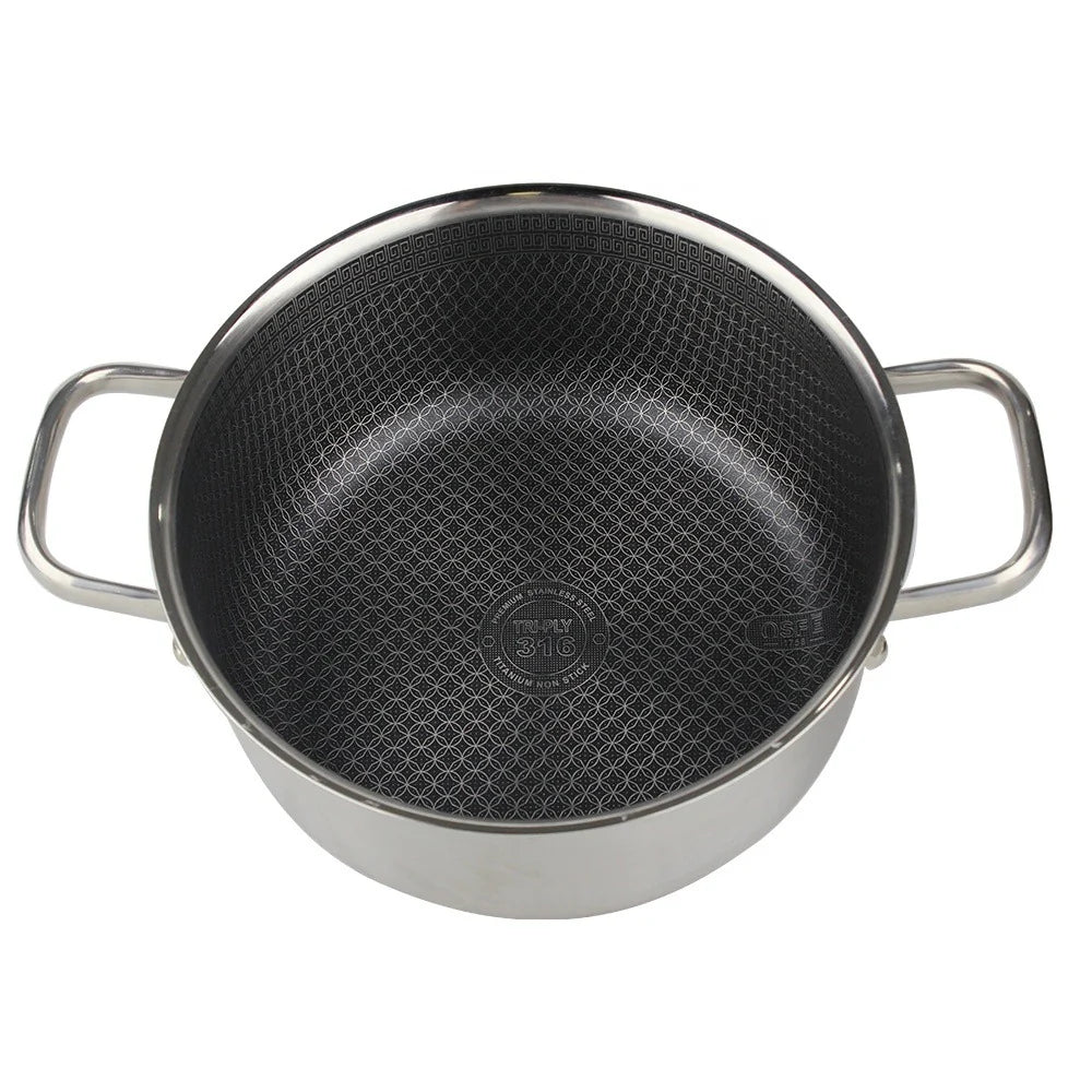 OSFE Home Cooking 316 High Quality 10-Piece Luxury Triply Stainless Steel Non Stick Cookware Set With Glass Lid (32-28-24-20 cm Pots and Pan 28 cm)