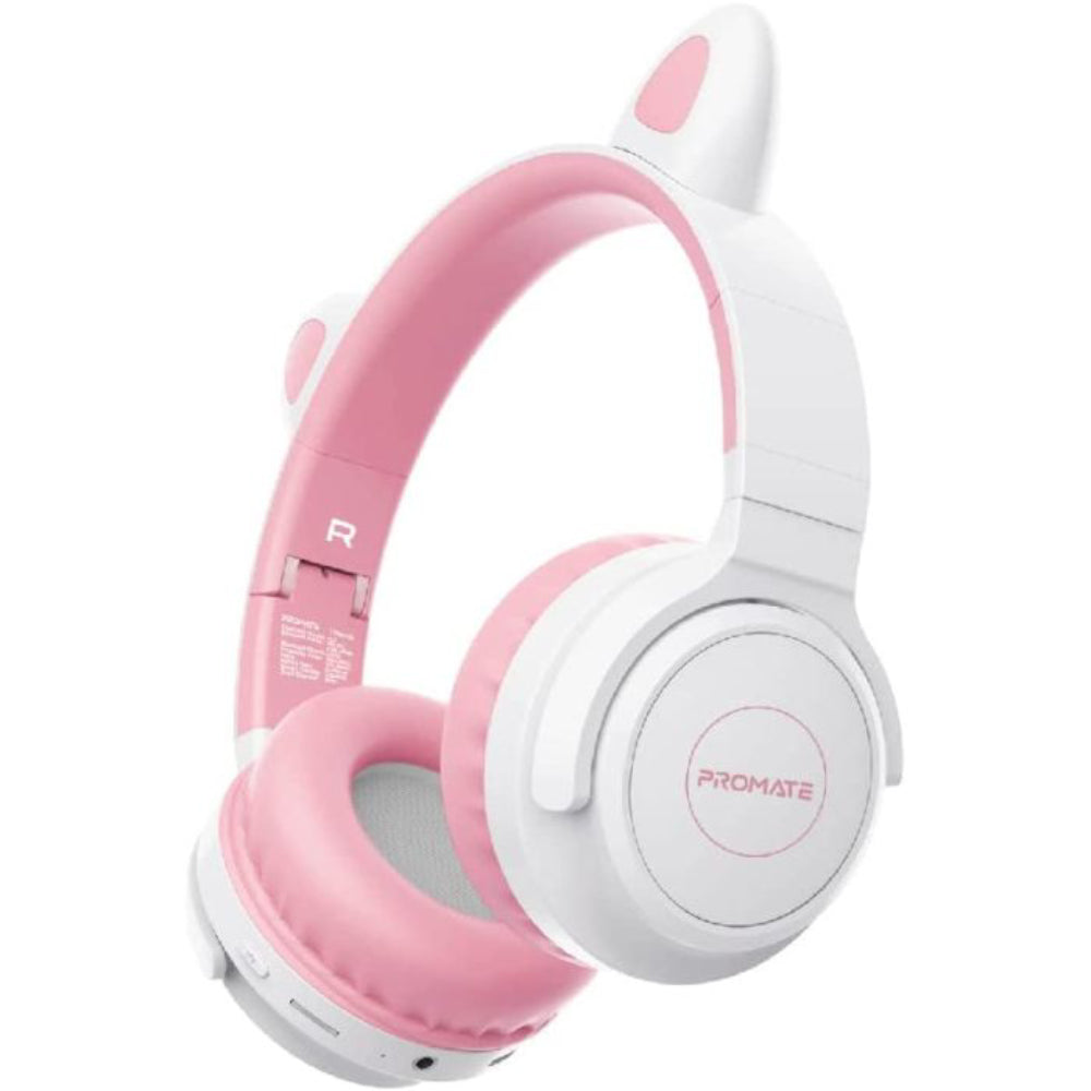 Promate - PandaKidSafe Kawaii Style Wireless Kids Headset,Bubble Gum