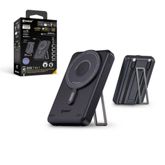 XPower M10R 7 in 1 10000mAh PD 3.0 Built-in Type-C PD/Lightning Cable + Wireless Charging + Power Bank with Stand - Black