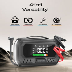 PROMATE 3000A/12V High-Capacity Jump Starter 150PSI Air Compressor with 16000mAh Power bank & Flashlight