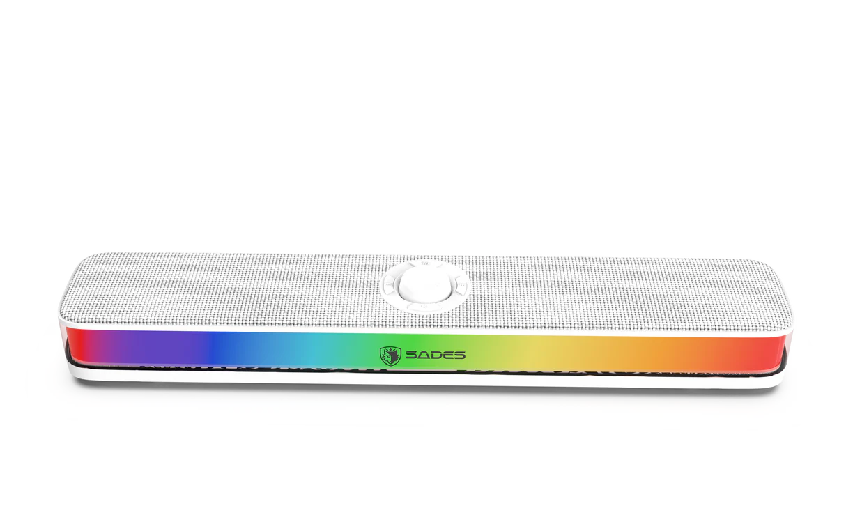 Sades Posevolt SA-SP01-W compact Desktop Soundbar with 6 RGB Modes - White