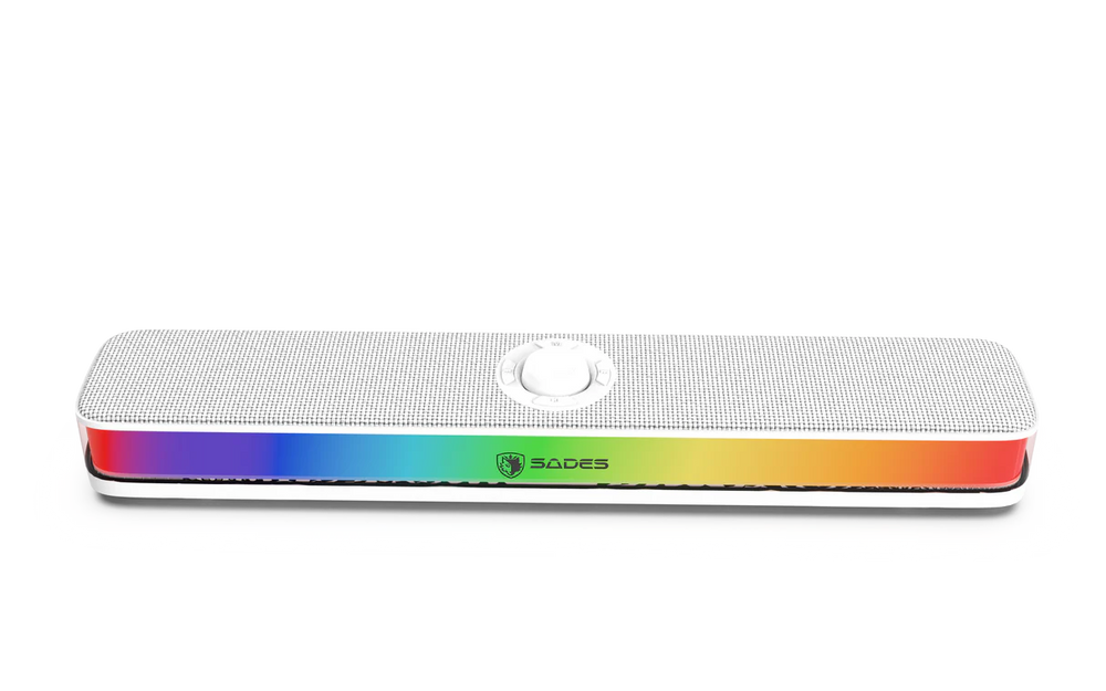 Sades Posevolt SA-SP01-W compact Desktop Soundbar with 6 RGB Modes - White