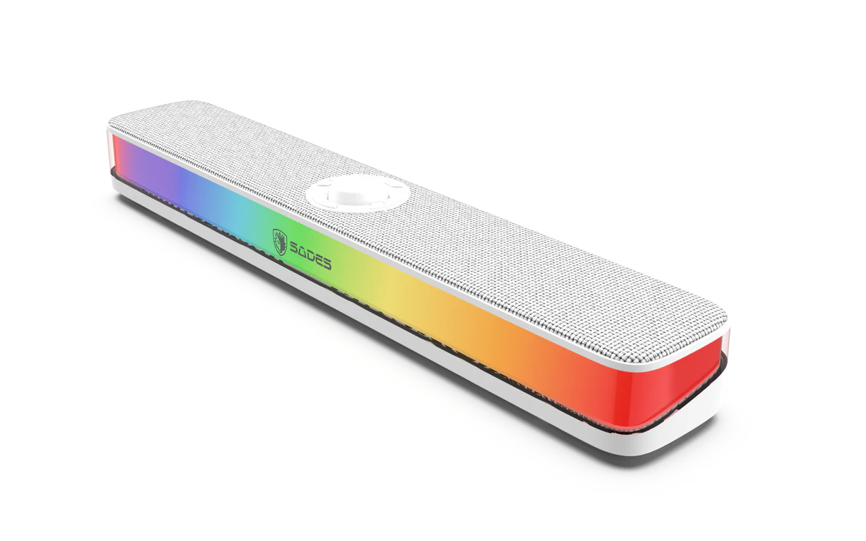 Sades Posevolt SA-SP01-W compact Desktop Soundbar with 6 RGB Modes - White