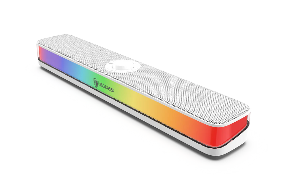 Sades Posevolt SA-SP01-W compact Desktop Soundbar with 6 RGB Modes - White