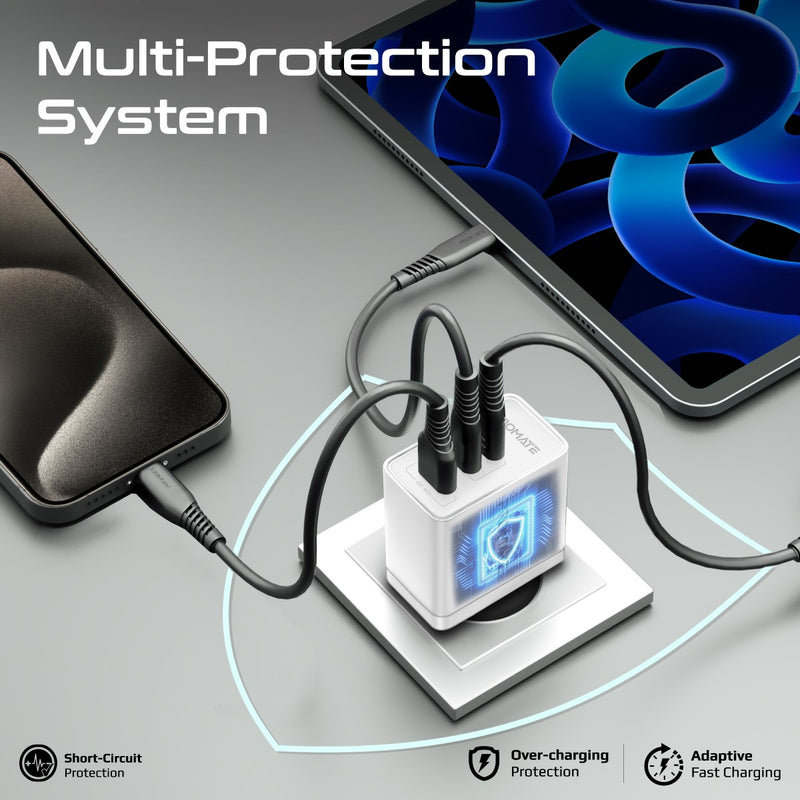 Promate 45W Power Delivery GaNFast Charger with Quick Charge 3.0