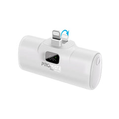 Promate-5000mAh Ultra-Compact fast charging Power Bank with In-Built Lightning Connector,White