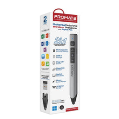 Promate Universal Intuitive Wireless Presenter with Stylus Pen ,Gray